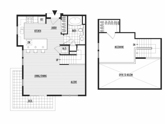 Floor plan for studio, 1 bath, 724 sqft