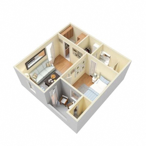 Floor plan for studio, 1 bath, 432 sqft