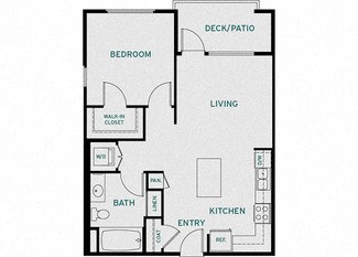 Floor plan for 1 bed, 1 bath, 738 sqft