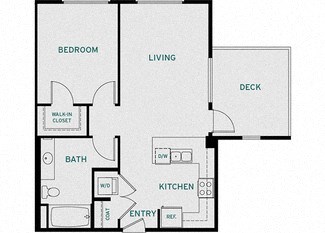 Floor plan for 1 bed, 1 bath, 749 sqft