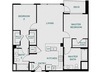 Floor plan for 2 beds, 2 baths, 1082 sqft