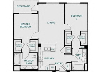 Floor plan for 2 beds, 2 baths, 1130 sqft