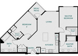 Floor plan for 2 beds, 2 baths, 1106 sqft