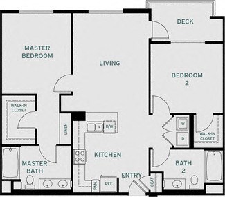 Floor plan for 2 beds, 2 baths, 1180 sqft