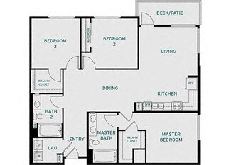 Floor plan for 3 beds, 2 baths, 1429 sqft