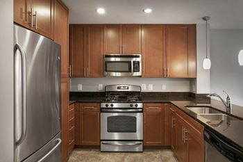 Two kitchen finishes with granite countertops