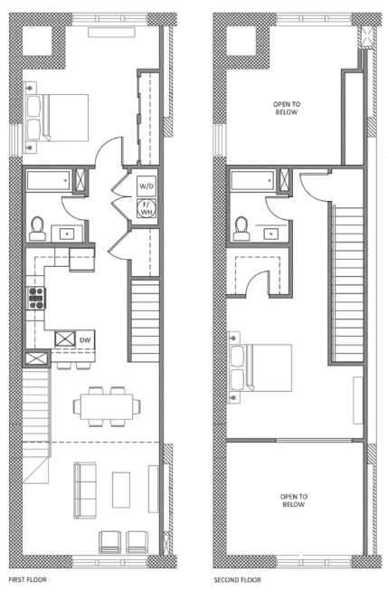 Floor plan for 2 beds, 2 baths, 1435 sqft