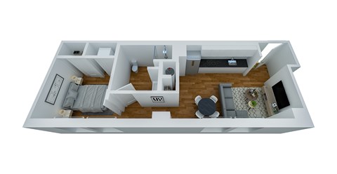 Floor plan for 1 bed, 1 bath, 650 sqft