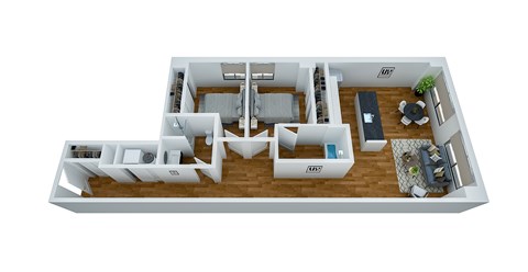 Floor plan for 2 beds, 2 baths, 1174 sqft
