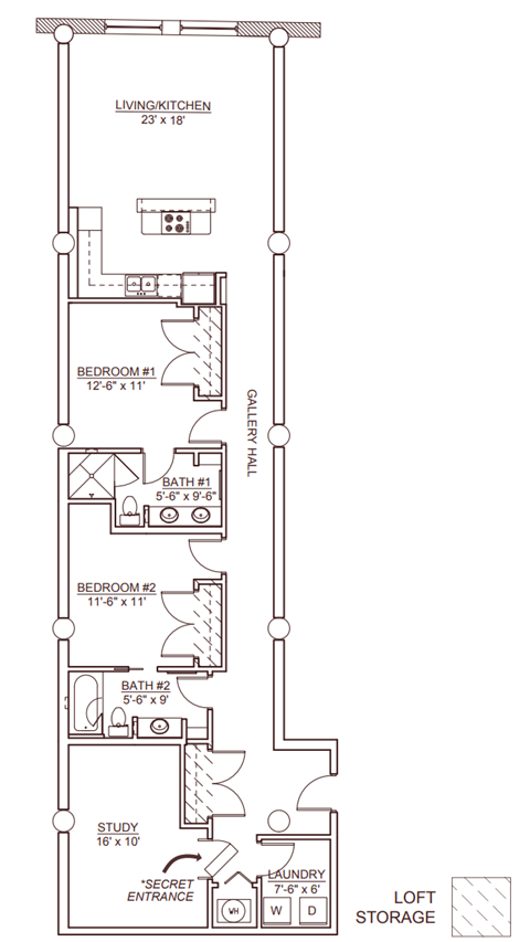 Floor plan for 2 beds, 2 baths, 1471 sqft