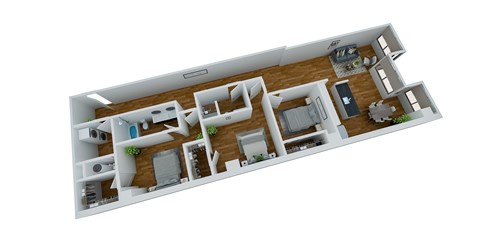 Floor plan for 3 beds, 2 baths, 1611 sqft
