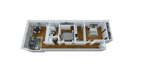 Floor plan for 2 beds, 2 baths, 1041 sqft