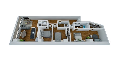 Floor plan for 3 beds, 2 baths, 1715 sqft