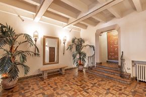 San Mateo apartment for rent - a lobby with a mirror and potted plants