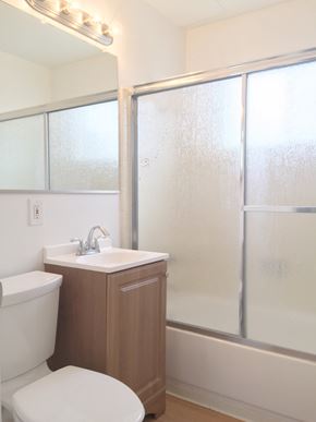 San Jose apartment for rent - an empty bathroom with a toilet sink and shower