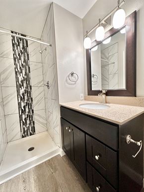 Burlingame apartment for rent - a bathroom with a shower and a sink