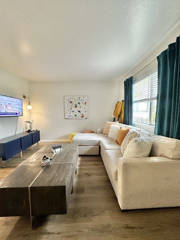 San Jose apartment for rent - a living room with a couch and a coffee table and a tv