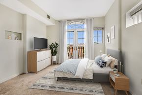 Washington apartment for rent - Bedroom with balcony (virtually staged) at Kalorama Park, Washington, DC 20009