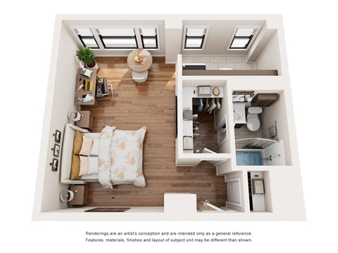 Floor plan for studio, 1 bath, 454 sqft