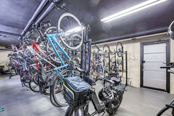 Bike storage with repair room