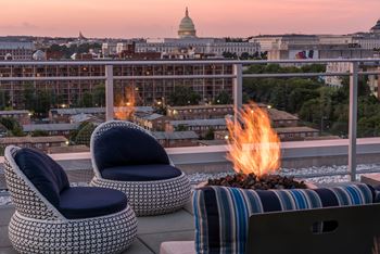 Rooftop deck with fire pit