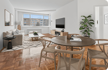 Washington apartment for rent - A modern living room with a wooden floor and furniture.