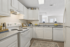 Lithonia apartment for rent - A kitchen with white cabinets and appliances.
