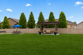 West Jordan apartment for rent - A backyard with a picnic table and a gazebo.