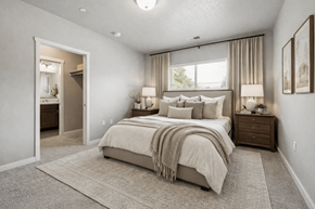 Meridian apartment for rent - A bedroom with a large bed and a dresser.
