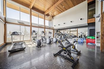 Fitness with spin bikes and treadmill