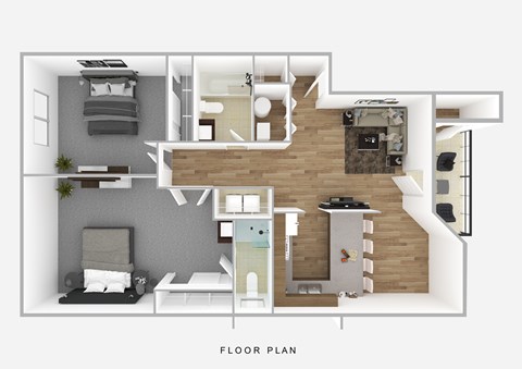 Floor plan for 2 beds, 2 baths, 900 sqft