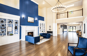 Layton apartment for rent - Spacious clubhouse lounge with fireplace at The Ellison Apartments, Utah