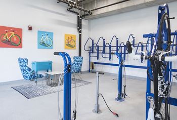 Hello apartments bike racks and repair station