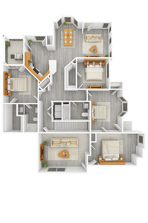 Floor plan for 3 beds, 2 baths, 1282 sqft