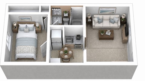Floor plan for 1 bed, 1 bath, 480 sqft