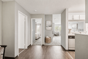 Burnsville apartment for rent - A kitchen area with a dishwasher and a sink.
