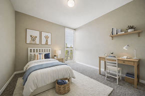 Richland apartment for rent - Bedroom with desk and natural light at Lofts at Innovation Center Apartments, Richland, WA 99354