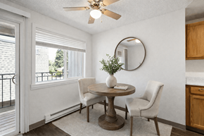 Vancouver townhouse for rent - A dining room with a table and chairs.