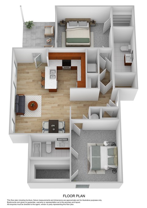 Floor plan for 2 beds, 2 baths, 1174 sqft