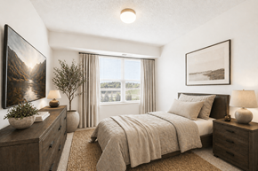 Lino Lakes apartment for rent - Cozy bedroom with natural light and neutral tones at Lakewood Apartments, Minnesota, 55014