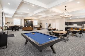 Layton apartment for rent - Spacious clubhouse with pool table and dining area at The Ellison Apartments, Utah