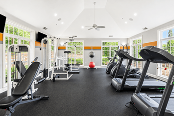 Fitness studio with free weights