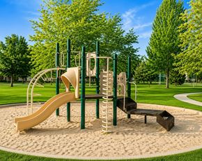Logan apartment for rent - A playground with a slide, swings, and a seesaw.