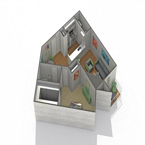 Floor plan for 1 bed, 1 bath, 846 sqft