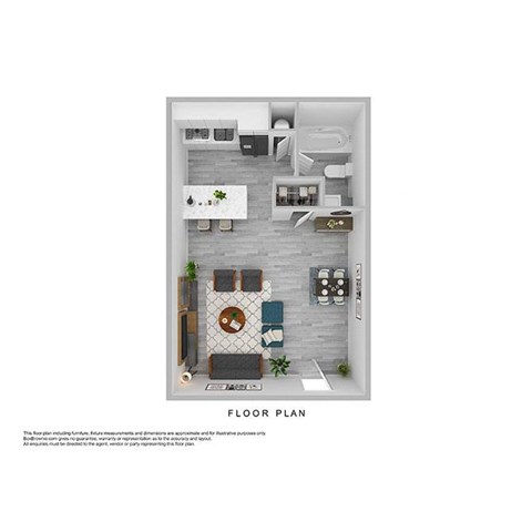 Floor plan for studio, 1 bath, 335 sqft