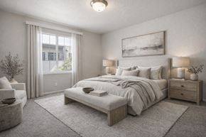 Santa Fe apartment for rent - Spacious bedroom with neutral tones and modern furnishings at Vista Linda Apartments, Santa Fe