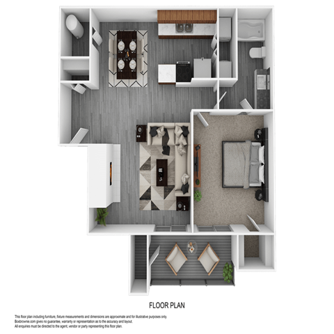 Floor plan for 1 bed, 1 bath, 750 sqft