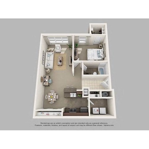 Floor plan for 1 bed, 1 bath, 816 sqft