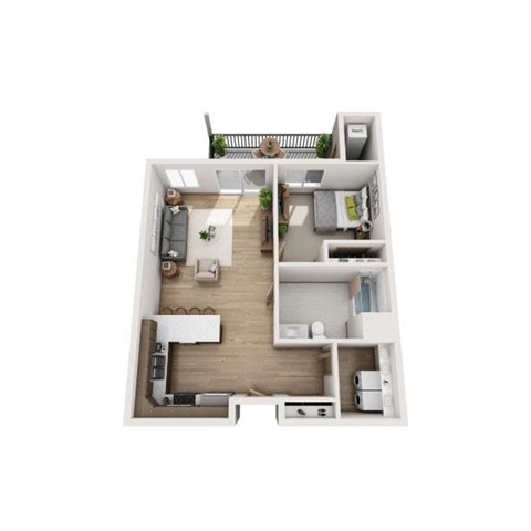 Floor plan for 1 bed, 1 bath, 827 sqft