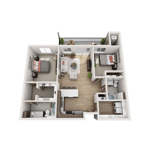 Floor plan for 2 beds, 2 baths, 1150 sqft